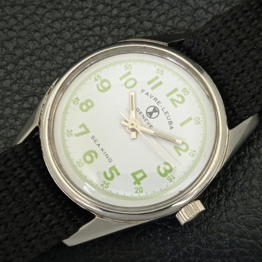 Vintage 1977 Favre Leuba Manual Mens Silver Watch W/Nato Strap - Picture 6 of 9